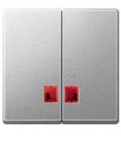 Двойная клавиша с красным окошком для индикации, алюминий Merten, System M Schneider Electric MTN3456-0460