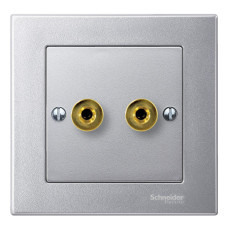 Центральная накладка разъема громкоговорителя, алюминий, Merten System M Schneider Electric MTN469360