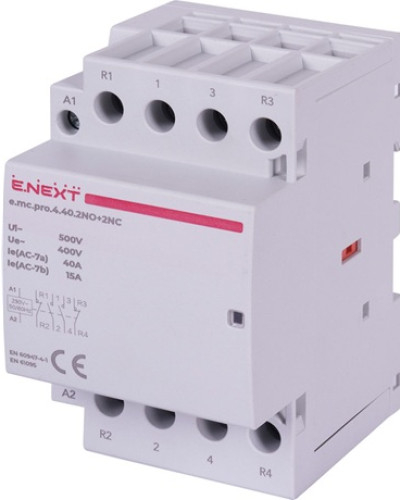 Модульний контактор e.mc.pro.4.40.2NO+2NC, 4р, 40А, 2NO+2NC, 220В