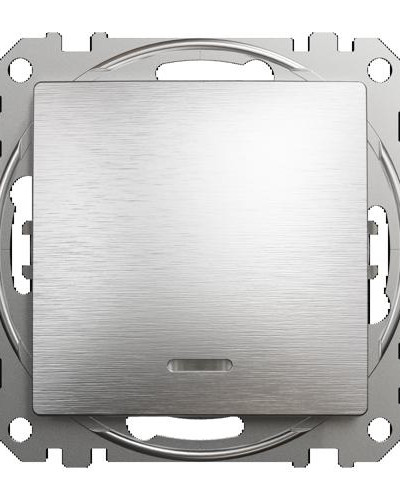 Одноклавишный выключатель с синей LED подсветкой, Sedna Design & Element, матовый алюминий, SDD170101L, Schneider Electric