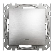 Переключатель однокавишный, Sedna Design & Element с синей LED подсветкой, матовый алюминий, SDD170106L, Schneider Electric