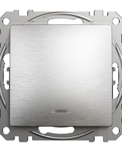 Переключатель однокавишный, Sedna Design & Element с синей LED подсветкой, матовый алюминий, SDD170106L, Schneider Electric