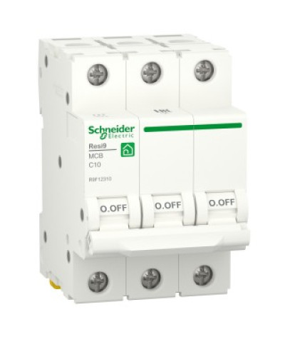 Автоматичний вимикач RESI9 Schneider Electric 10 А, 3P, крива С, 6кА  