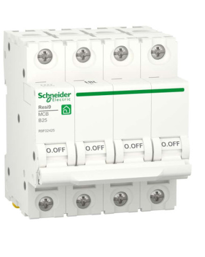 Автоматичний вимикач RESI9 Schneider Electric 25 А, 4P, крива В, 6кА   