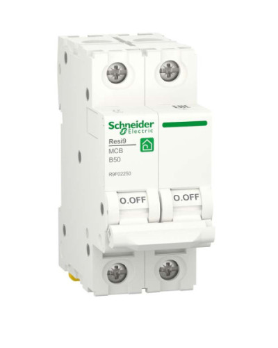 Автоматичний вимикач RESI9 Schneider Electric 50 А, 2P, крива В, 6кА