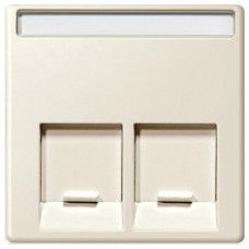 Центральная накладка для розетки RJ11/RJ45,2-постовой с пылезащитной крышкой и табличкой для маркировки, бежевый, System M Merten Schneider Electric MTN469944