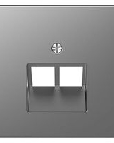 Центральна накладка для подвійної розетки  RJ45, нержавіюча сталь, Merten System Design Schneider Electric MTN4522-6036