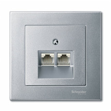 Накладка для механизма розетки RJ45,2 постовая, алюминий, System M, Merten, Schneider Electric MTN298060