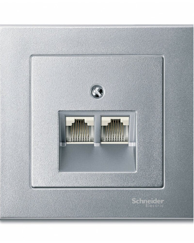 Накладка для механизма розетки RJ45,2 постовая, алюминий, System M, Merten, Schneider Electric MTN298060