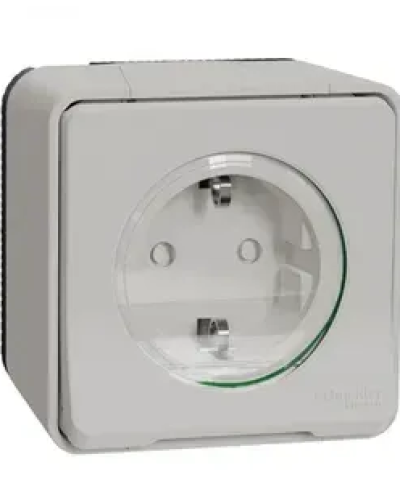 Розетка в сборе с заземлением и защитными шторками белая IP55 MUREVA S