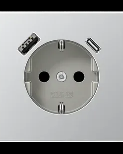 Розетка SCHUKO® с USB A/C, алюминий