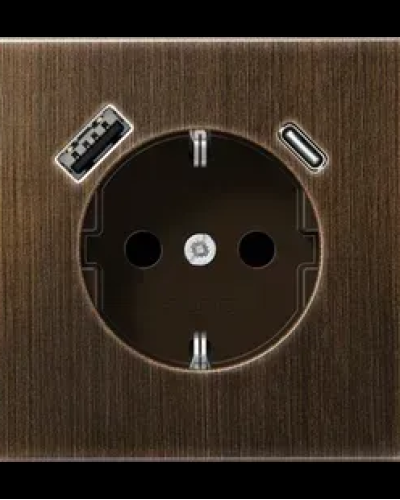 Розетка SCHUKO® с USB A/C, античная латунь