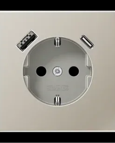 Розетка SCHUKO® с USB A/C, едельшталь