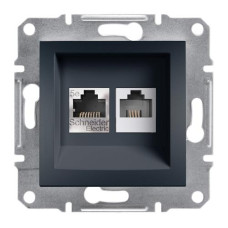 РОЗЕТКА КОМПЬЮТЕРНАЯ RJ45 КАТ. 5Е И ТЕЛЕФОННАЯ РОЗЕТКА RJ12 ASFORA АНТРАЦИТ
