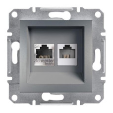 РОЗЕТКА КОМПЬЮТЕРНАЯ RJ45 КАТ. 5Е И ТЕЛЕФОННАЯ РОЗЕТКА RJ12 ASFORA СТАЛЬ