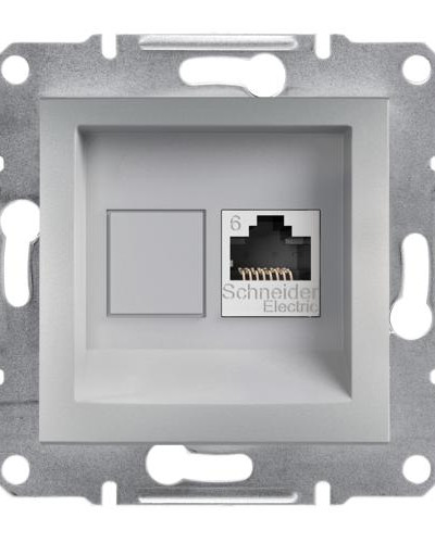 РОЗЕТКА КОМПЬЮТЕРНАЯ RJ45 UTP КАТ.6 ASFORA АЛЮМИНИЙ