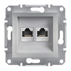 РОЗЕТКА КОМПЬЮТЕРНАЯ RJ45 UTP КАТ.6 ДВОЙНАЯ ASFORA АЛЮМИНИЙ