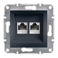 РОЗЕТКА КОМПЬЮТЕРНАЯ RJ45 UTP КАТ.6 ДВОЙНАЯ ASFORA АНТРАЦИТ