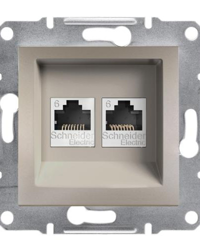 РОЗЕТКА КОМПЬЮТЕРНАЯ RJ45 UTP КАТ.6 ДВОЙНАЯ ASFORA БРОНЗА