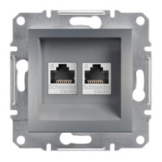 РОЗЕТКА КОМПЬЮТЕРНАЯ RJ45 UTP КАТ.6 ДВОЙНАЯ ASFORA СТАЛЬ
