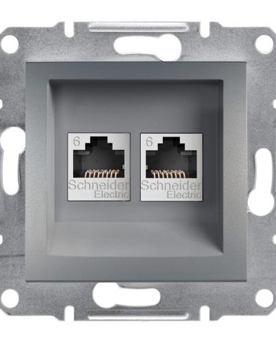 РОЗЕТКА КОМПЬЮТЕРНАЯ RJ45 UTP КАТ.6 ДВОЙНАЯ ASFORA СТАЛЬ
