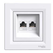 РОЗЕТКА КОМПЬЮТЕРНАЯ RJ45 UTP КАТ.6 ДВОЙНАЯ БЕЛАЯ ASFORA
