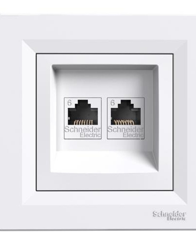 РОЗЕТКА КОМПЬЮТЕРНАЯ RJ45 UTP КАТ.6 ДВОЙНАЯ БЕЛАЯ ASFORA
