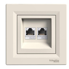 РОЗЕТКА КОМПЬЮТЕРНАЯ RJ45 UTP КАТ.6 ДВОЙНОЙ КРЕМ ASFORA