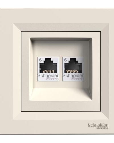 РОЗЕТКА КОМПЬЮТЕРНАЯ RJ45 UTP КАТ.6 ДВОЙНОЙ КРЕМ ASFORA