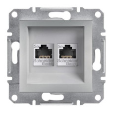 РОЗЕТКА КОМПЬЮТЕРНАЯ RJ45 UTP КАТ. 5Е ДВОЙНАЯ ASFORA АЛЮМИНИЙ