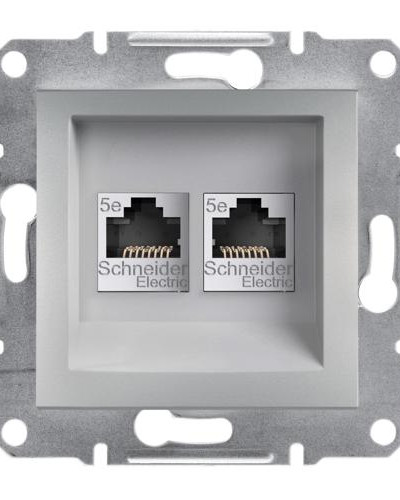 РОЗЕТКА КОМПЬЮТЕРНАЯ RJ45 UTP КАТ. 5Е ДВОЙНАЯ ASFORA АЛЮМИНИЙ