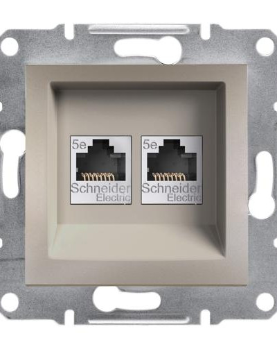 РОЗЕТКА КОМПЬЮТЕРНАЯ RJ45 UTP КАТ. 5Е ДВОЙНАЯ ASFORA БРОНЗА