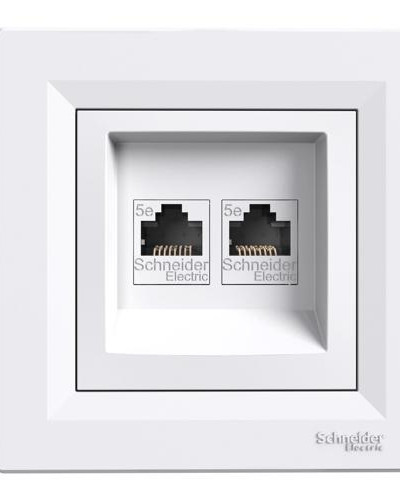 РОЗЕТКА КОМПЬЮТЕРНАЯ RJ45 UTP КАТ. 5Е ДВОЙНАЯ БЕЛАЯ ASFORA
