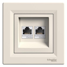 РОЗЕТКА КОМПЬЮТЕРНАЯ RJ45 UTP КАТ. 5Е ДВОЙНОЙ КРЕМ ASFORA