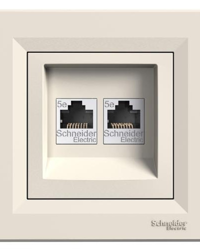 РОЗЕТКА КОМПЬЮТЕРНАЯ RJ45 UTP КАТ. 5Е ДВОЙНОЙ КРЕМ ASFORA