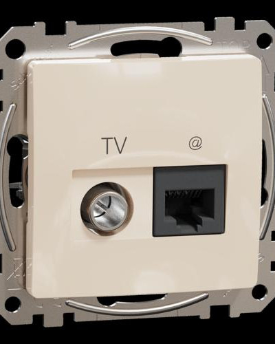 Розетка RJ45 категория 6 UTP-TV Бежевый Sedna Design Schneider Electric SDD112469T
