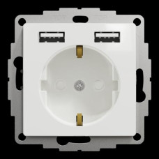 Розетка с заземлением + 2 USB тип А Белый Sedna Design Schneider Electric SDD111052