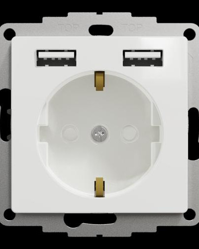 Розетка с заземлением + 2 USB тип А Белый Sedna Design Schneider Electric SDD111052
