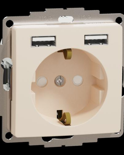 Розетка с заземлением + 2 USB тип А Бежевый Sedna Design Schneider Electric SDD112052