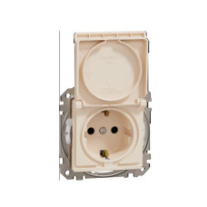 Розетка с заземлением, со шторками, с крышкой IP44 Бежевый Sedna Design Schneider Electric SDD212024