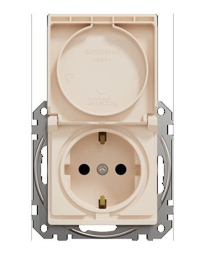 Розетка с заземлением, со шторками и крышкой Бежевый Sedna Design Schneider Electric SDD112024