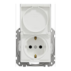 Розетка с заземлением, со шторками и крышкой IP44 Белый Sedna Design Schneider Electric SDD211024