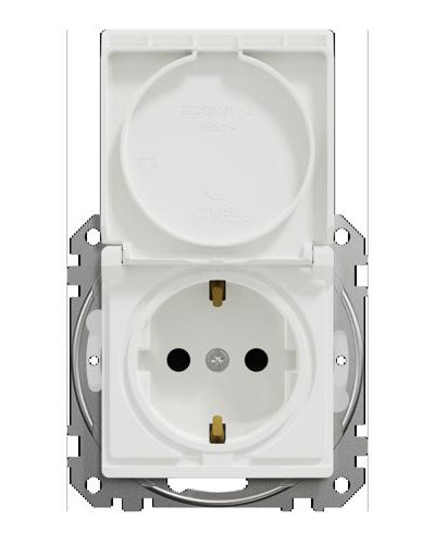 Розетка с заземлением, со шторками и крышкой IP44 Белый Sedna Design Schneider Electric SDD211024