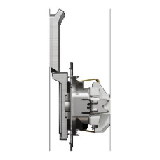 Розетка с заземлением, со шторками и крышкой Матовый алюминий Sedna Elements Schneider Electric SDD170024