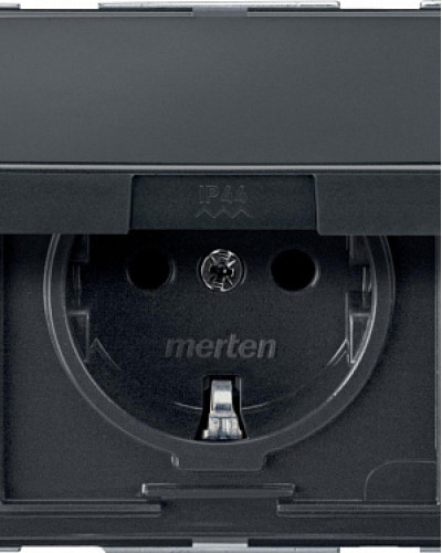 Механизм розетки SCHUKO с крышкой с защитными шторками IP44, Антрацит Aquadesign, Merten Schneider Electric MTN2310-7214