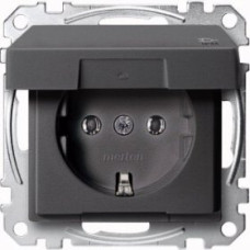 Механизм розетки SCHUKO IP44 с крышкой и защитными шторками, антрацит, Merten Antique Schneider Electric MTN2314-0414