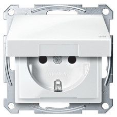 Механизм розетки SCHUKO IP44 с крышкой, заземляющим контактом, полярно белый, Merten System M Schneider Electric MTN2314-0319