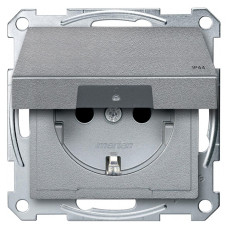 Механизм розетки SCHUKO IP44 с крышкой, заземляющим контактом, алюминий, Merten System M Schneider Electric MTN2314-0460