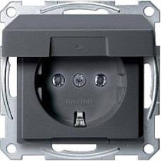 Механизм розетки SCHUKO с заземляющим контактом, IP44, антрацит, System M Merten Schneider Electric ,MTN2311-0414