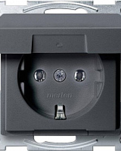 Механизм розетки SCHUKO с заземляющим контактом, IP44, антрацит, System M Merten Schneider Electric ,MTN2311-0414